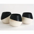 Half black and cream color home decor ceramic vase garden decoration vase for small plants or blooms