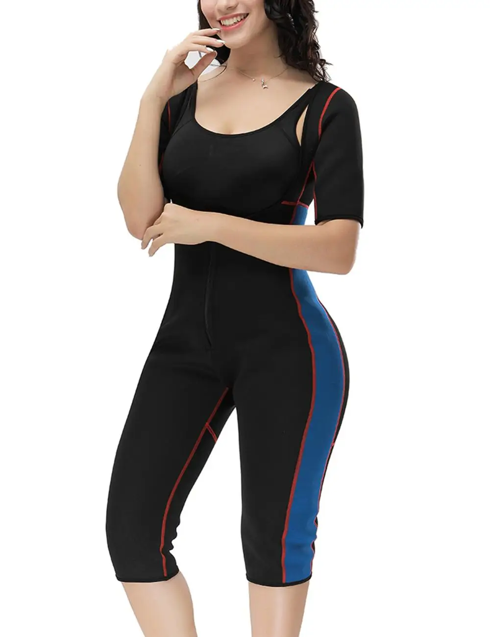 Women Full Body Shaper Sport Sweat Neoprene Bodysuit with Sleeves for Weight Loss Waist Trainer, Black and blue
Women Full Body Shaper Sport Sweat Neoprene Bodysuit with Sleeves for Weight Loss Waist Trainer, Black and blue