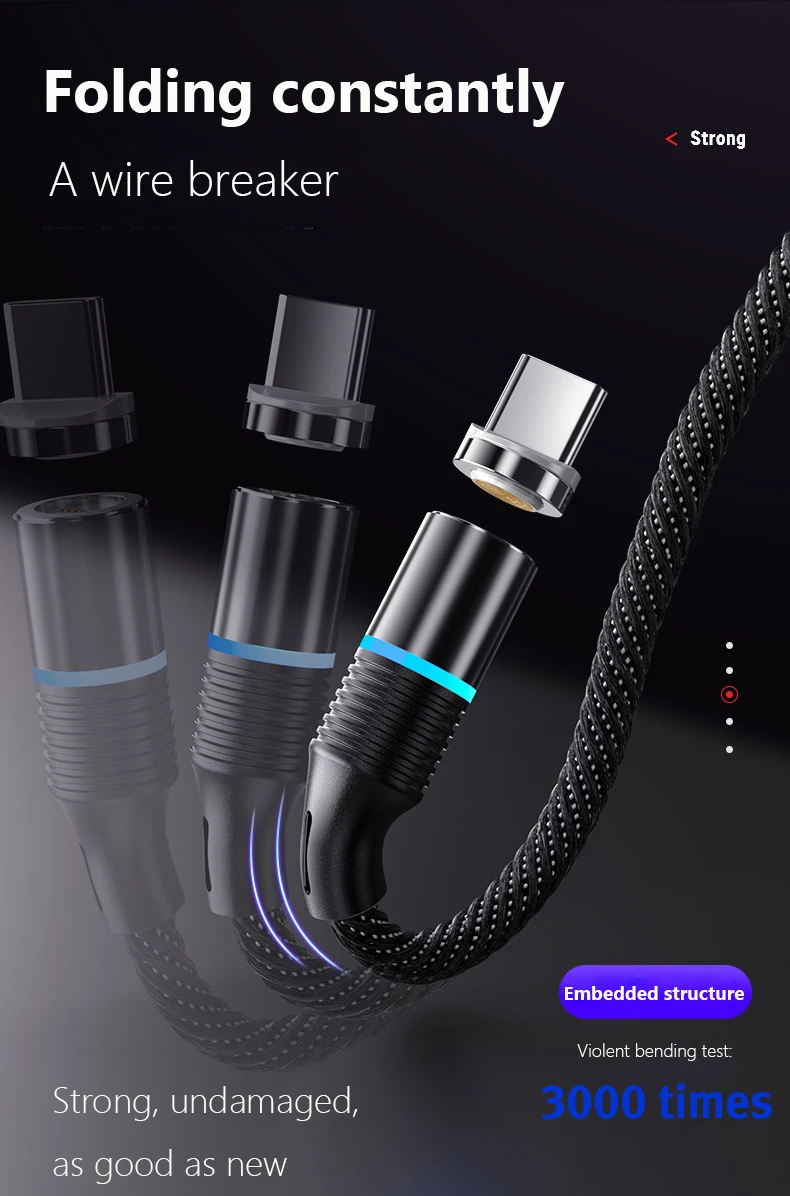 Magnetic suction data line 3 In 1 USB line 360 Degree Blind Suction Mobile Phone Charging Cable - ANKUX.COM