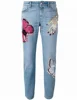Royal wolf denim jeans manufacturer 2017 bling shinning shiny butterfly embroidery sequins cropped straight sequined jeans