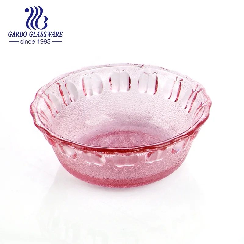 Classic designs high-end  Dinning Glass Cup Tableware Glass Mixing Bowl Salad Bowl Charger Glass pink color apple bowls for home