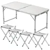 Tianye 4ft Aluminum Adjustable Folding dining Outdoor Camping picnic Table Set w/ 4 Chairs