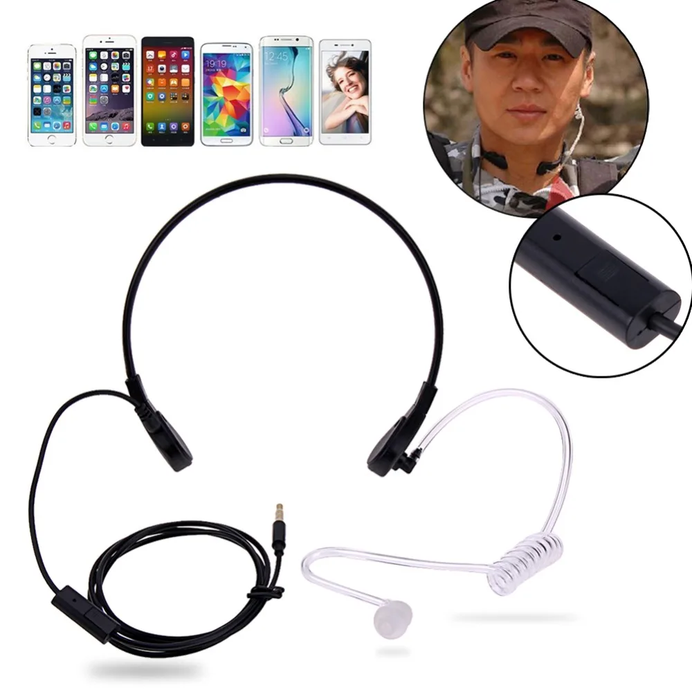 

1pin 3.5mm Throat Mic Microphone Acoustic Tube Earpiece Headset For Samsung/HTC/LG/Blackberry/MOTORO Smart Phone Earphone