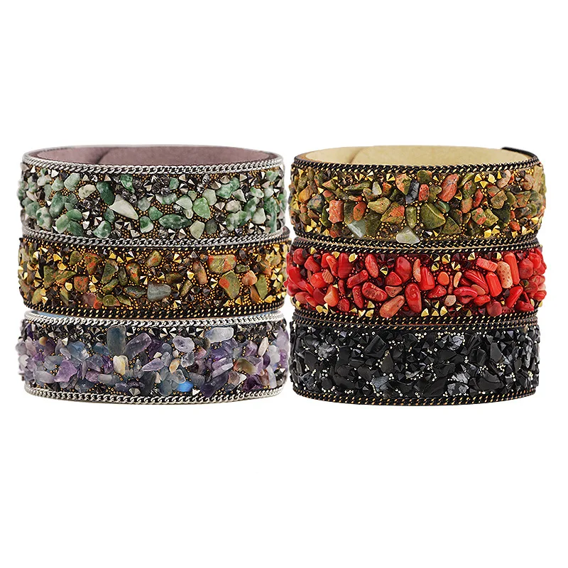 Wholesale Women Velvet Natural Crystal Stone Leather Druzy Bracelet With Snap Button
Wholesale Women Velvet Natural Crystal Stone Leather Druzy Bracelet With Snap Button
