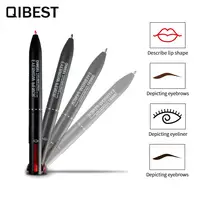

QIBEST Brand Makeup Set 4 In 1 Eyebrow Pencil Rotating Pressed Refills For Eyeliner Lip Liner Pen Lasting Waterproof Cosmetics