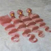 Wholesale top quality pink hair extension human brazilian body wave bundles with closure