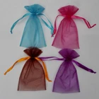 cheap custom printed organza bags with logo ribbon