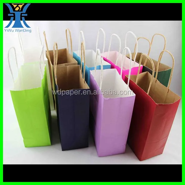 custom made twist colour craft paper gift bag paper handle kraft
