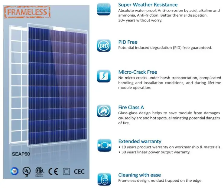 ja solar/jinko/canadian/gcl solar panel 270w polycrystalline 60