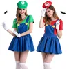 2018 New Movie Mario and Mary Bib Dress Red and Blue Costume