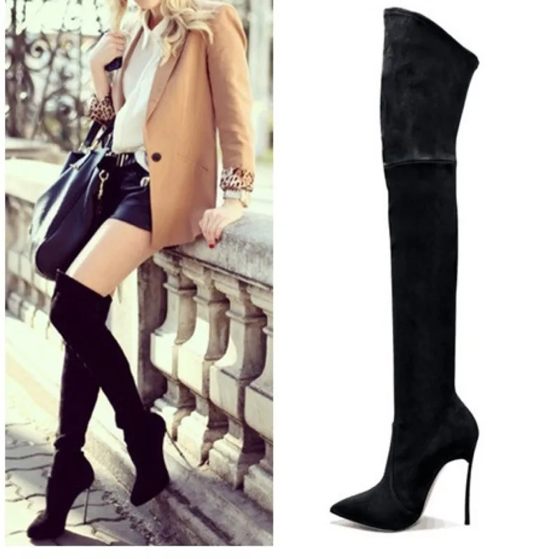 Metal Heels European American Fashion Woman Extreme High Heels Shoe Elastic Boot Lady Suede Pointed Toe Long Over The Knee Boots
Metal Heels European American Fashion Woman Extreme High Heels Shoe Elastic Boot Lady Suede Pointed Toe Long Over The Knee Boots