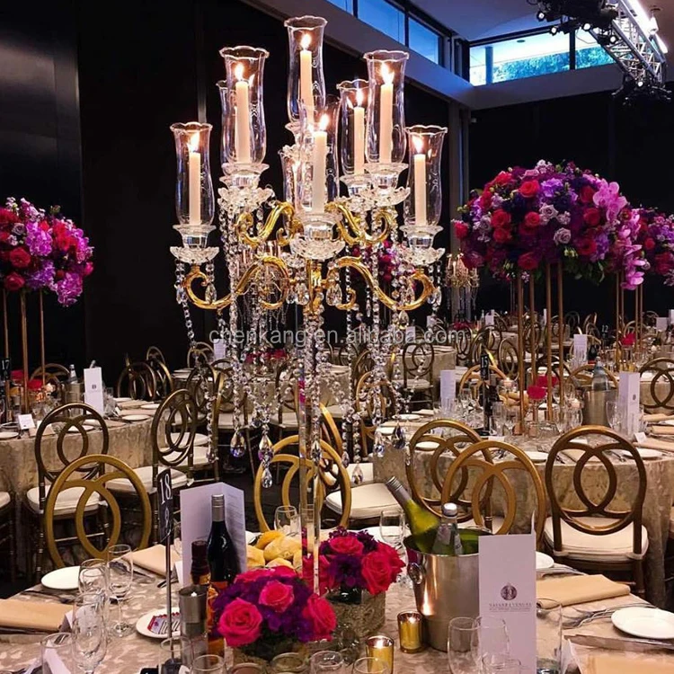 wedding center piece gold candelabra 9 arms gold