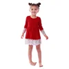 2019 New design lace and red cotton frock dresses for little girls
