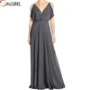 2018 A-line long dress chiffon new style party wear gowns with sleeves photos for women
