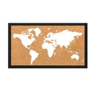 Mayco wood photo frame wall mounted message school soft cork bulletin felt world map pin board