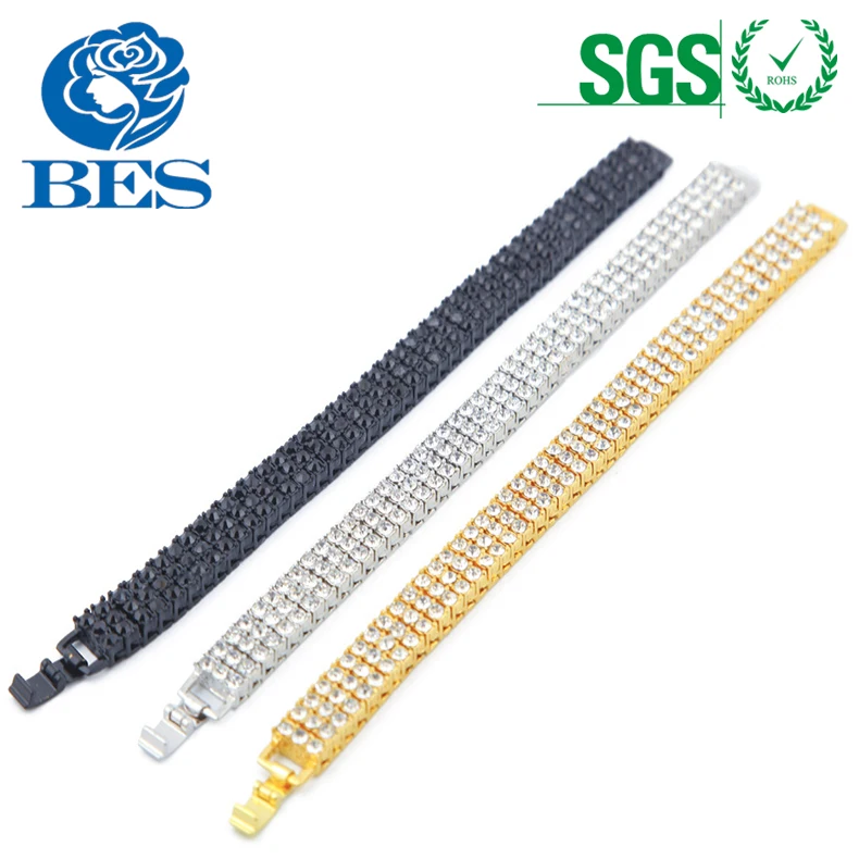 Fashion Hot Jewelry Three Row Diamond-Encrusted Bracelet Hip-Hop Men's Bracelet, Gold and silver and black
Fashion Hot Jewelry Three Row Diamond-Encrusted Bracelet Hip-Hop Men's Bracelet, Gold and silver and black