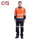 Orange flame resistant jacket and pants work wear