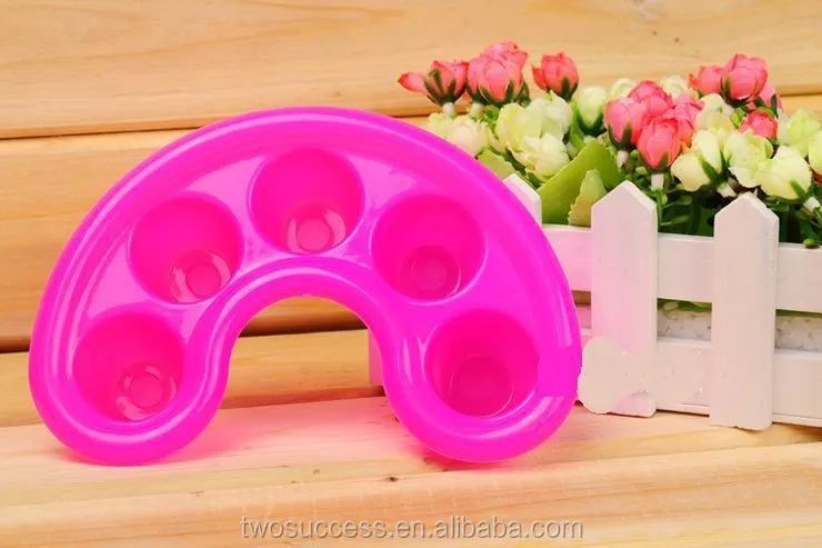 Colorful Cute 5 Hole Plastic Nail Polish Remover Finger Bowl For Nail Tool