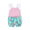 2018 new flutter sleeve stripe baby wear clothes floral baby girl romper