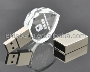 Fashionable wohlesale crystal glass bulk usb flash drive 1gb/2gb/4gb/8gb