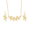 S-141 XUPING Stainless Steel Jewelry 24K Gold Color No Stone Leaves Shaped Jewelry Set
