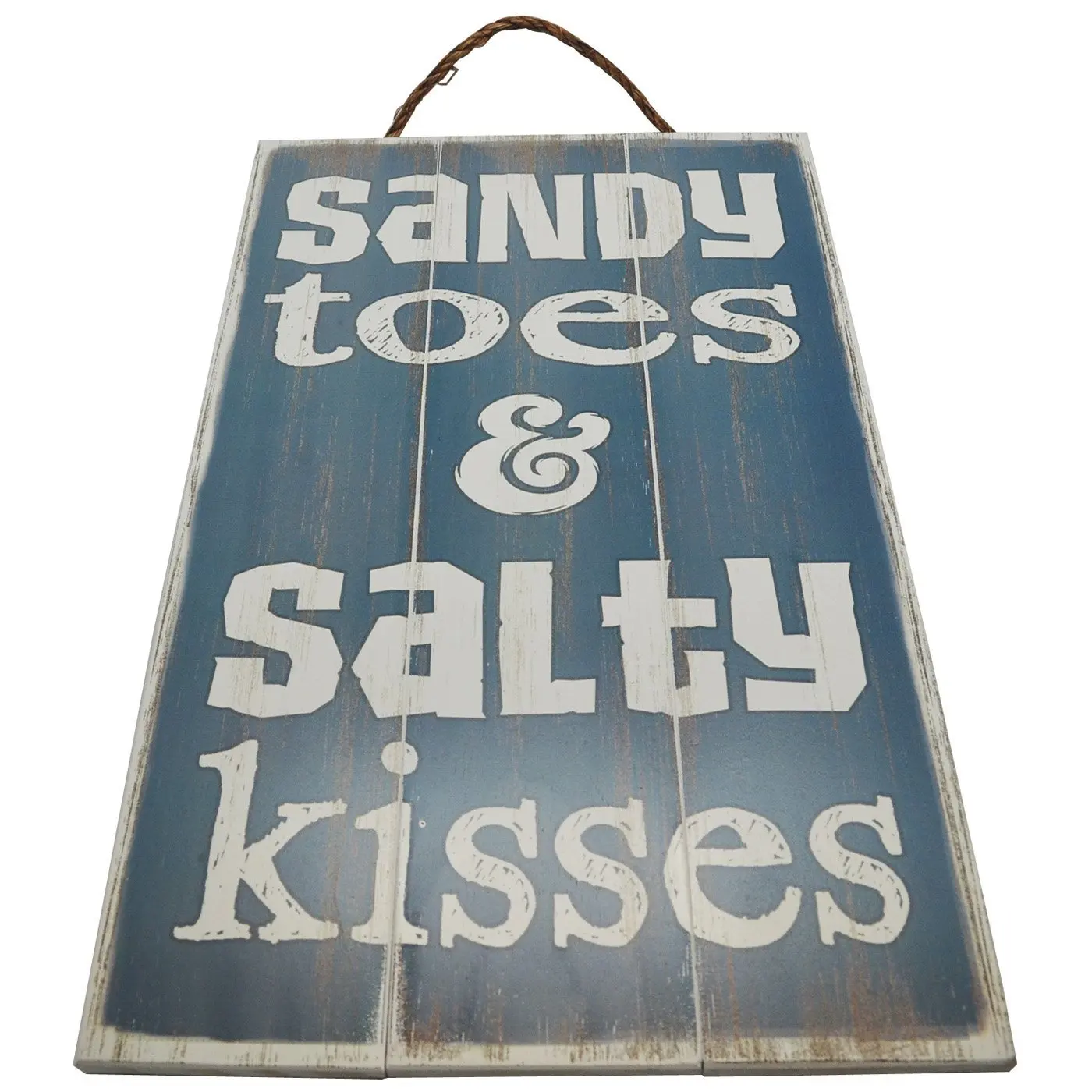 sandy toes & salty kisses vintage wood sign for beach house wall