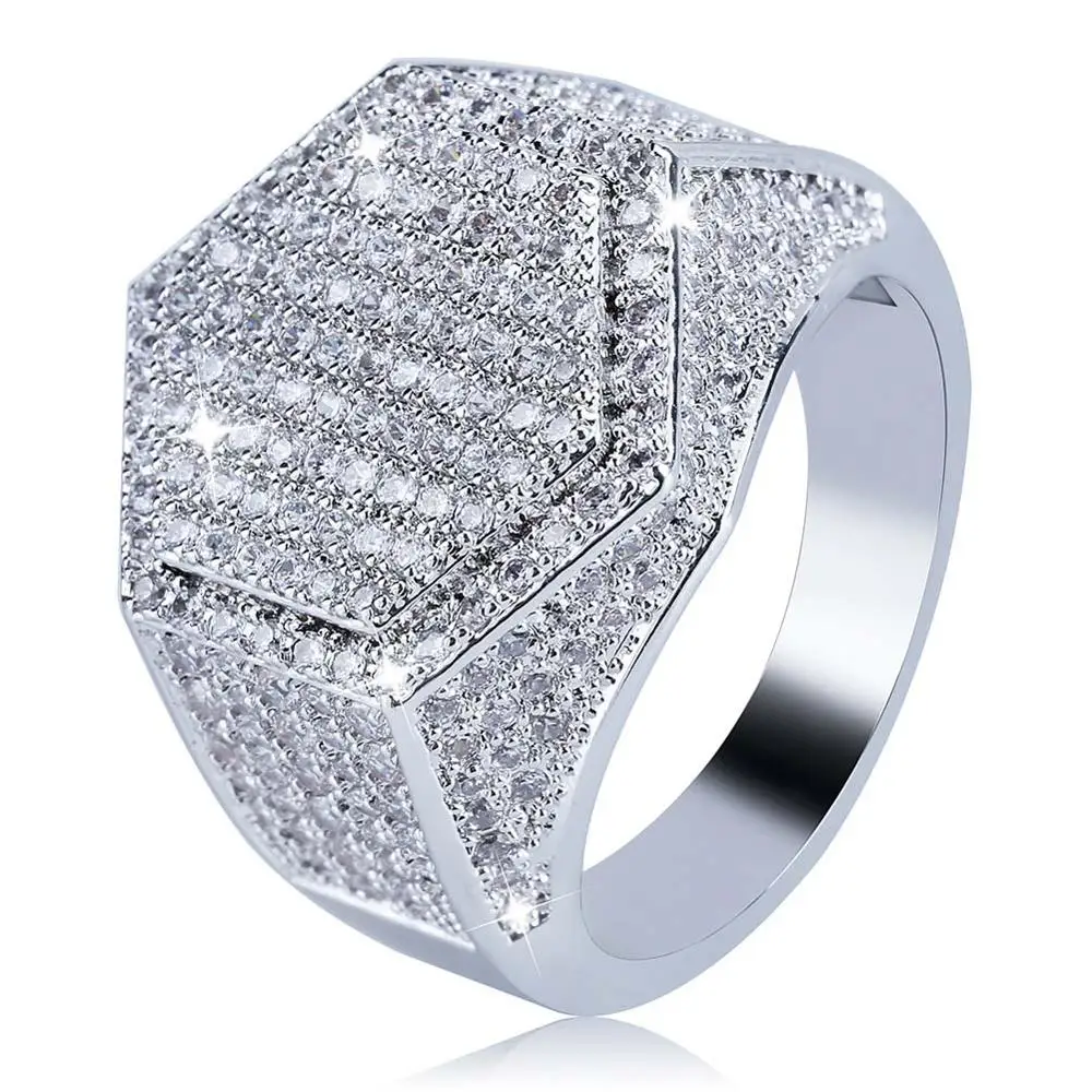 Hexagon Men Jewelry Ice Out Geometric Square Wedding Rings Gold Plated Fashion Jewelry Diamond CZ Ice Out Ring
Hexagon Men Jewelry Ice Out Geometric Square Wedding Rings Gold Plated Fashion Jewelry Diamond CZ Ice Out Ring