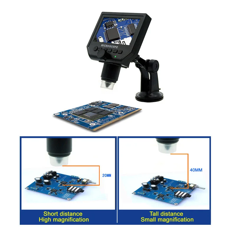 Portable VGA Video Microscope 1-600X 3.6MP USB Digital Electronic Microscope with 4.3 HD OLED Screen for PCB Motherboard Repair4