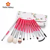 Custom Logo pink Handle Flower Makeup Brushes 12 piece Makeup Brush Set