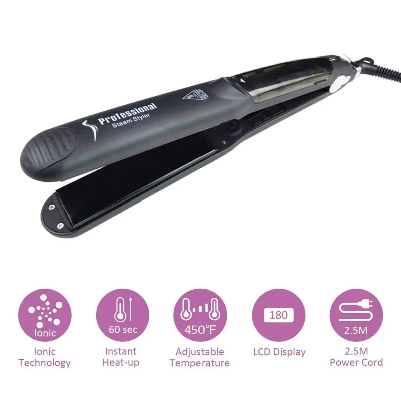 2017 Hot Sell Flat Iron Custom Professional Tourmaline Fast Ceramic Steam Hair Straightening