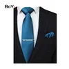 Fashion Sky Blue Formal Pocket Square And Tie Clip Necktie Sets for Men