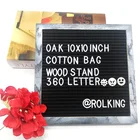 10 x 10 Premium Oak Vintage Framed Letter Board With Changeable 360 Letters Cotton Bag and Wood Stand Gray Felt Letter Board