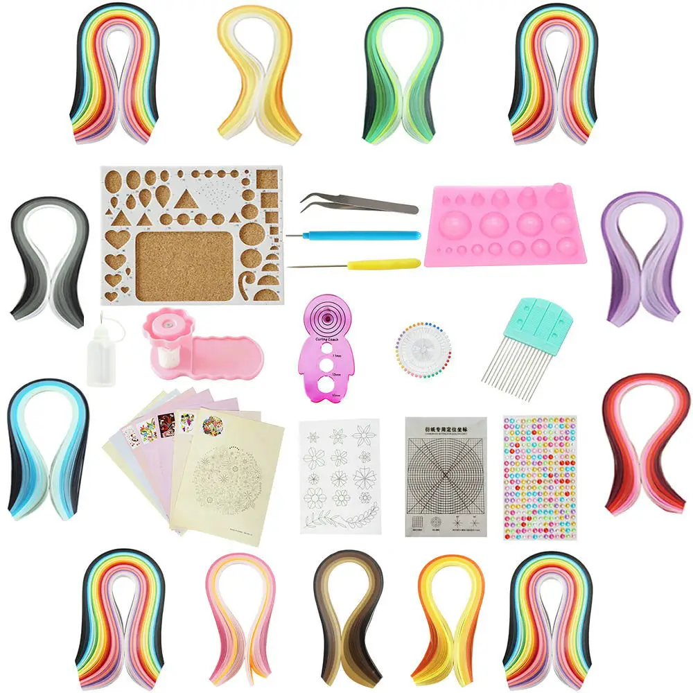 Quilling Paper Kit Board Mould Crimper Coach Comb DIY Set with Making Drawings
