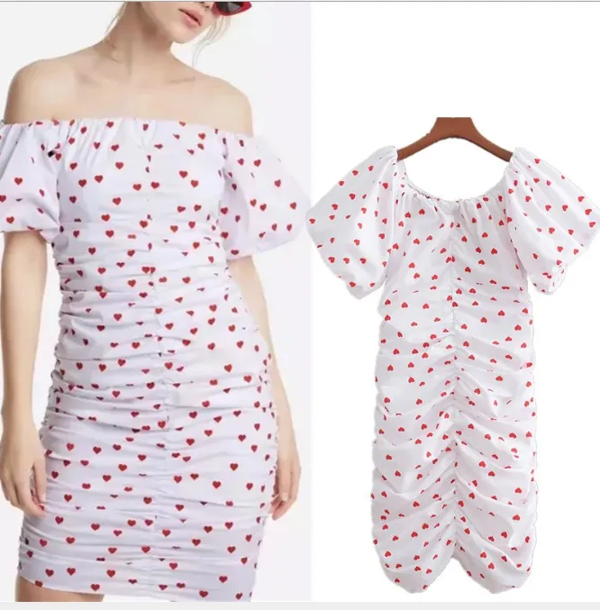 Women's Cherry Printed Off Shoulder Short Sleeve Pleated Bag Hip Bodycon Dress, Customized color
Women's Cherry Printed Off Shoulder Short Sleeve Pleated Bag Hip Bodycon Dress, Customized color