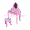 54x30x(H)86.5cm Princess Pink E1 MDF Easy Assembly Children Dresser With Stool, Acrylic Glass Mirror, Eco-friendly Products