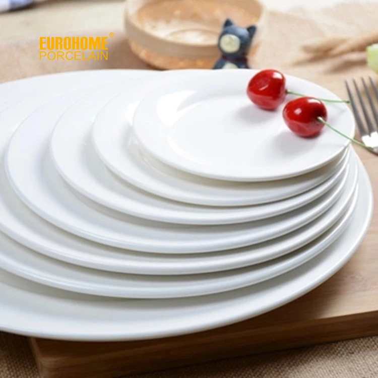 china supplier hotel bulk wedding banquet hall event white cheap round porcelain 10.5 inches plate in homeware