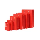 High quality red stand up custom eco red gift Kraft paper handle bag shopping bag