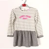 High quality 100% cotton girls clothes long sleeve striped dress surplus garments for kids