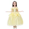 2019 latest fashion halloween carnival party kids children baby fairy princess costume yellow Belle dress