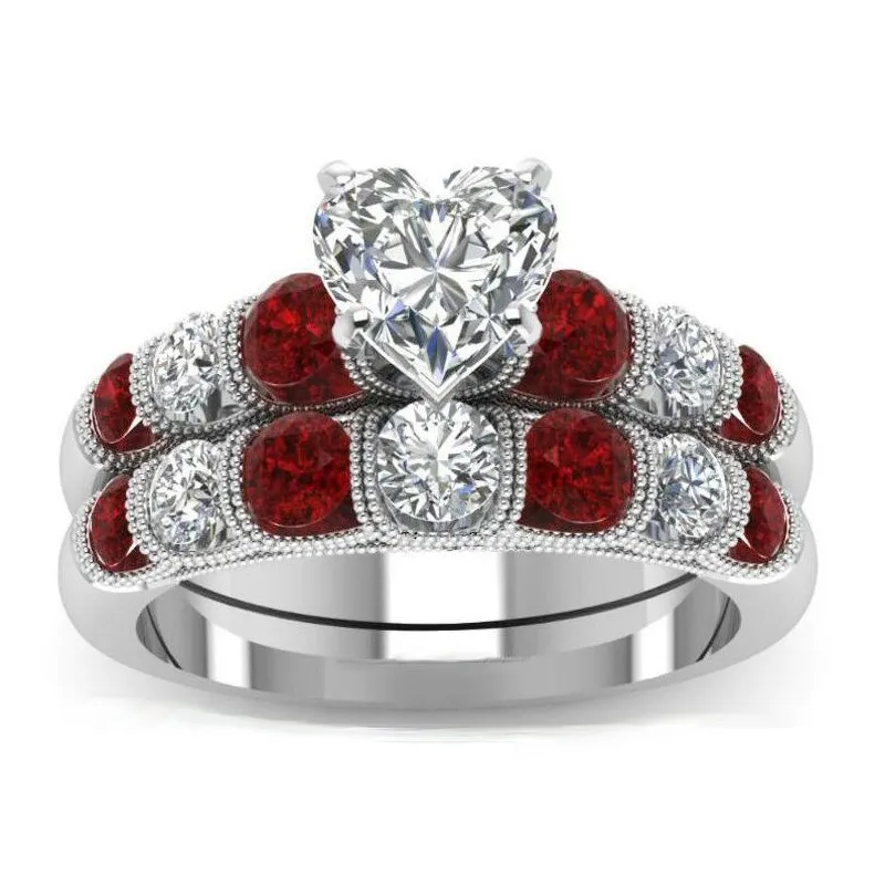 unique design white gold ring paved red zircon ring Romantic heart shape lady wedding ring
unique design white gold ring paved red zircon ring Romantic heart shape lady wedding ring