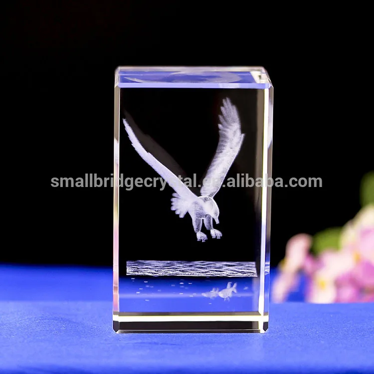 product wholesale high quality 3d crystal eagle customized glass cube-28