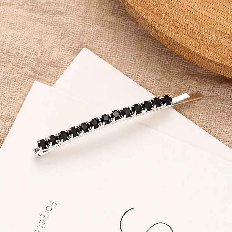 6.5cm curved rhinestone bobby pin silver/black bling metal hair pin bobby silver hair clips accessories