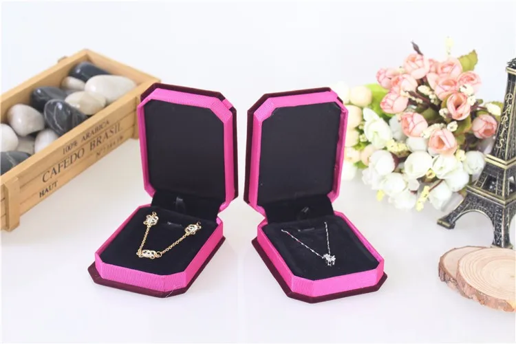 2015 Hot Sale High Quality 6pcs/lot 10*7.5*3.5cm Large Octagonal Pendant Jewelry Packaging Box Velvet Necklace Display Gift Box