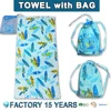 Free Sample 100% cotton Reactive printed folding beach towel bag wholesale