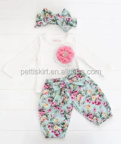689 New baby headband online singapore 810 Baby Girl Harem Pants With Long Sleeve T shirt And Headband Set Baby   