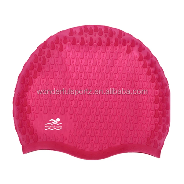 adults big drop silicone stretch swimming long hair cap hat with