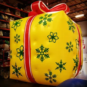 10ft giant yellow inflatable christmas gift, present box with