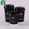custom black 450ml 16oz disposable double wall coffee hot drink paper cup