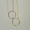 2017 fashion jewelry 20mm circle chocker thin chain women simple silver necklace