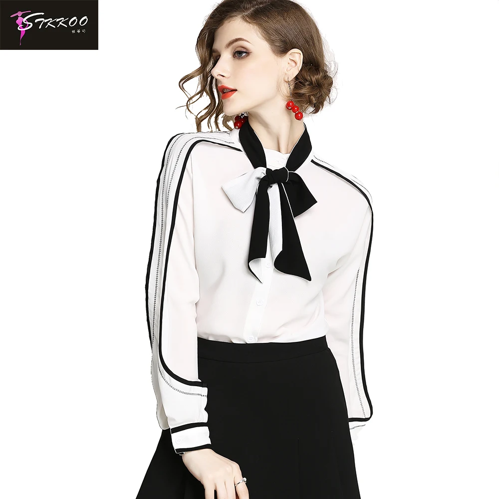 Women Fashion Long Sleeve Color Block Top Tie Neck Ruffle Decoration Chiffon Blouse
Women Fashion Long Sleeve Color Block Top Tie Neck Ruffle Decoration Chiffon Blouse